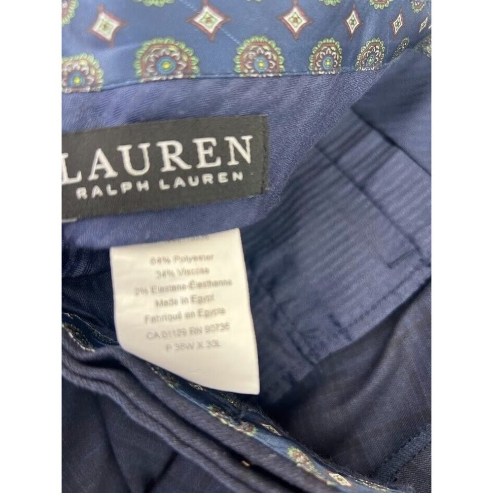 LAUREN RALPH LAUREN Dress Pants Mens 36x27 Plaid‎ Stretch Flat Front Tapered Leg - Picture 9 of 10